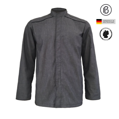 Treck-Henry, Denim-schwarz, mit verdeckter Knopfreihe 