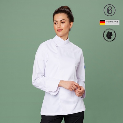Soft-HALINA, weiße Damenkochjacke 