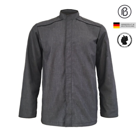 Treck-Henry, Denim-schwarz, mit verdeckter Knopfreihe 
