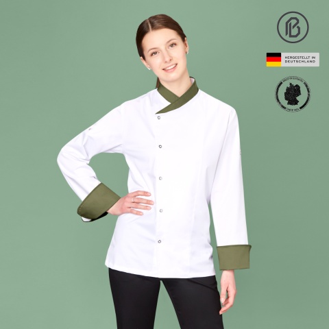 Felan-Fiona, weiße Damen-Kochjacke 