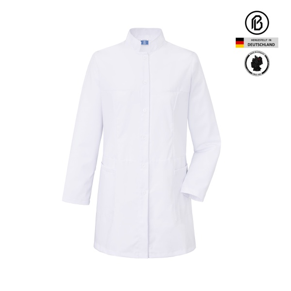 Damen-Kurzkittel Feline, weiß, mit Stehkragen 