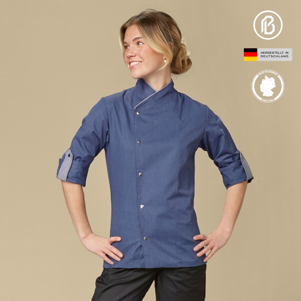 Color-Fiona, Damenkochjacke in Melange-Optik 