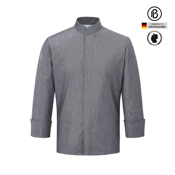 TRECK-ZERO, farbige Kochjacke, schwarz Denim-Optik 