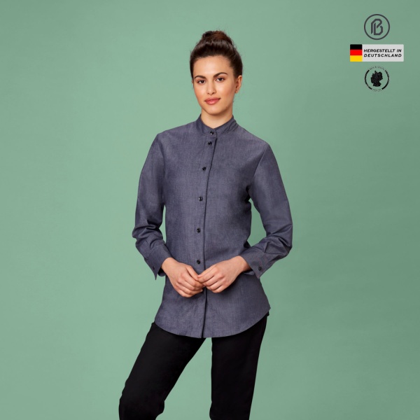 Treck-YANNIKA, Damenkochjacke in Denim-Optik 
