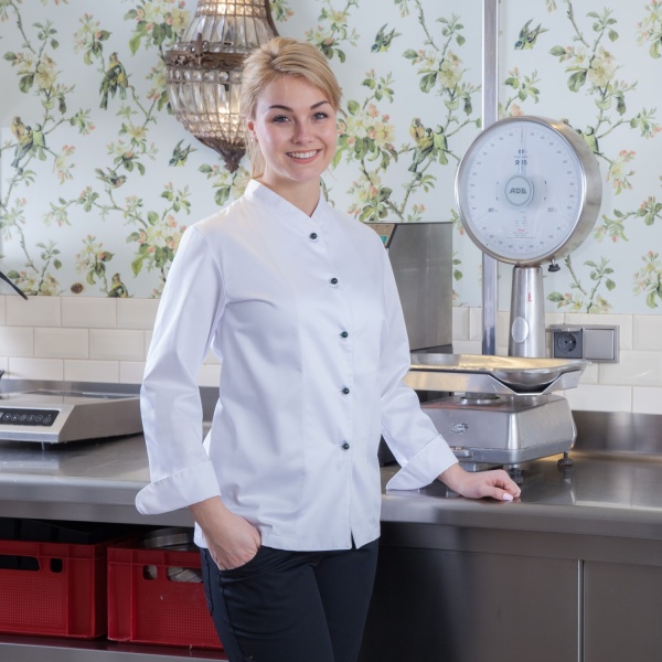 Chef-Louisa, weiße Damenkochjacke 