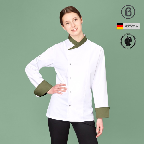 Fifty-Fiona, weiße Damen-Kochjacke 