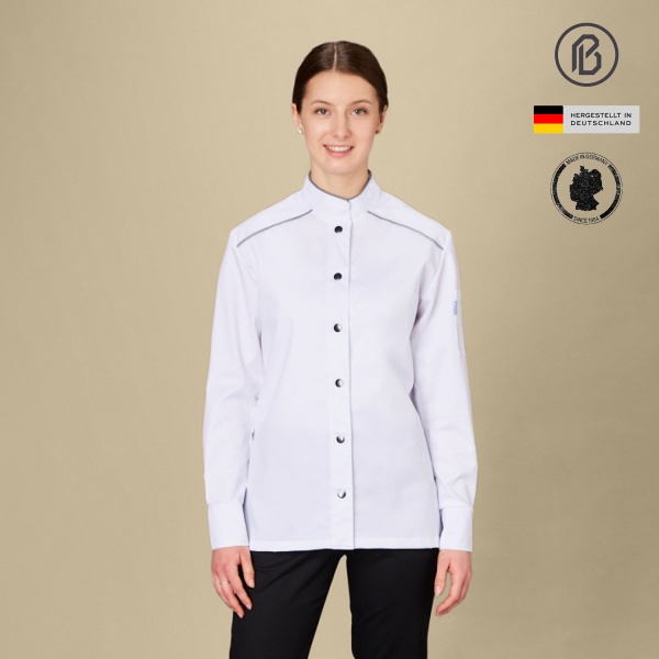 Felan-Henriette, weiße Damenkochjacke 