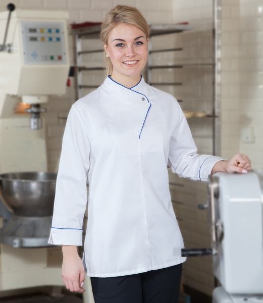 Fifty-Jule, weiße Damenkochjacke 