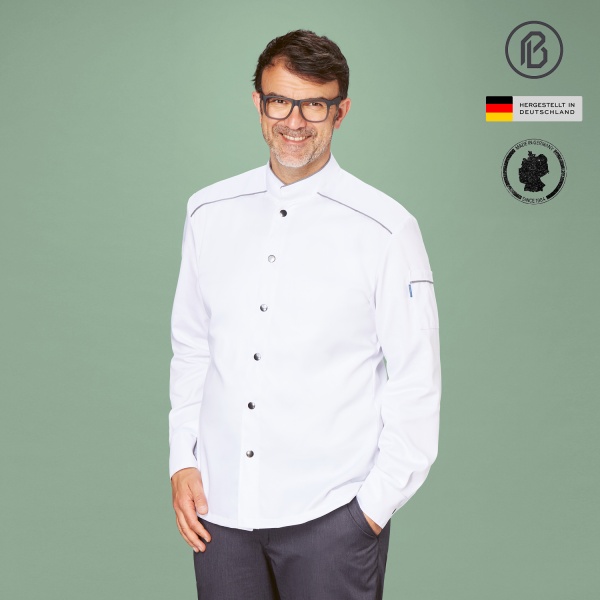 Repet-Henry, weiße Herren-Kochjacke 