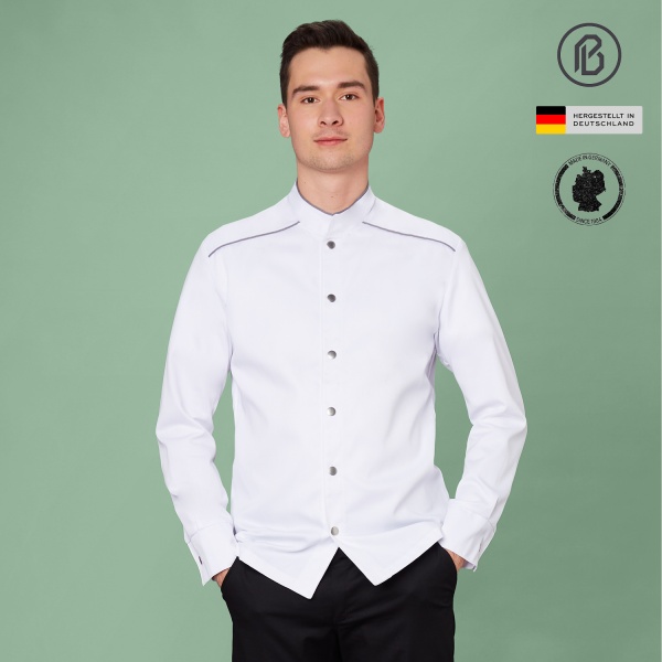 Buran-Henry, weiße Herren-Kochjacke 